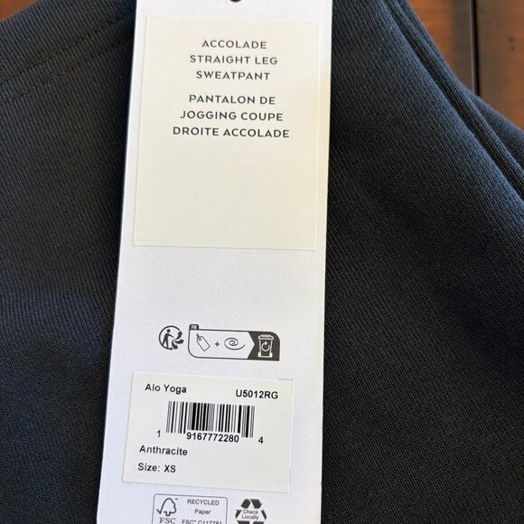 Alo Yoga Accolade Straight Leg Sweatpant – Anthracite – XS – NWT - Picture 5 of 7